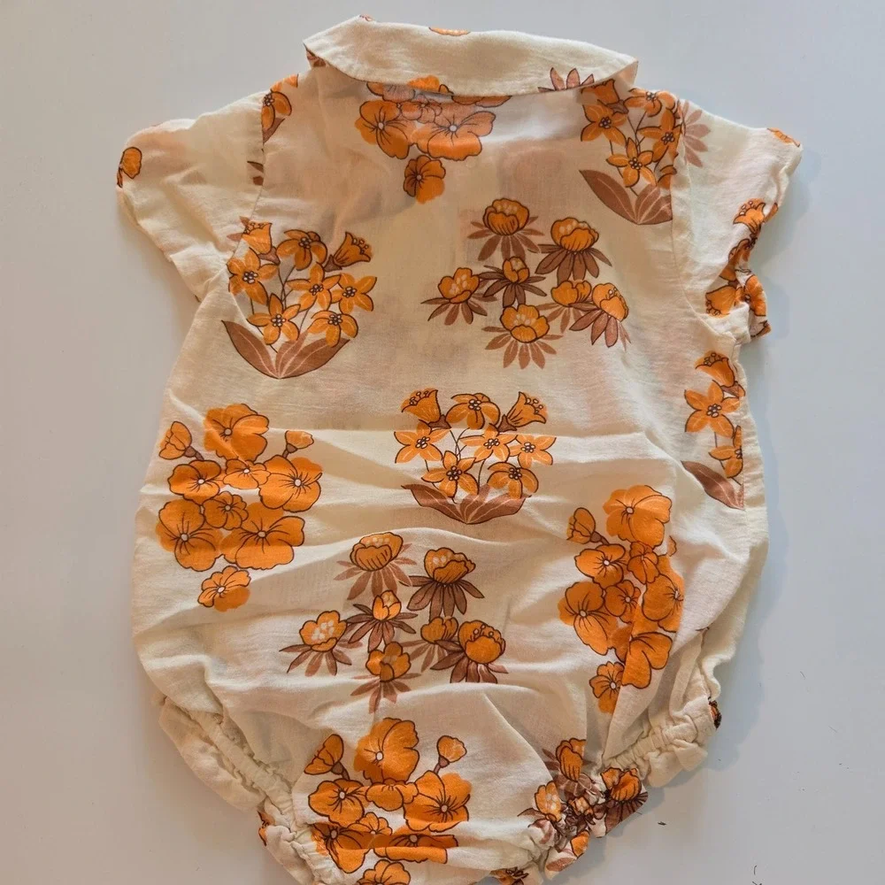 Mini Rodini Wildflowers woven body 4-6 months for Boy‎ Bodysuit Beige